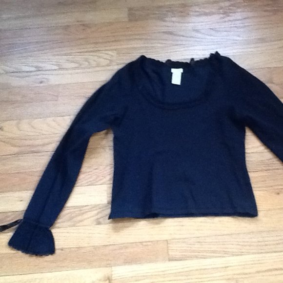 Black High-Waisted Sweater with Crochet Detail - Picture 2 of 3